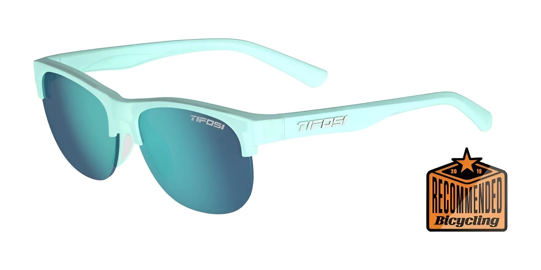 Tifosi Optics SWANK SL Sunglasses Satin Crystal Teal / Smoke Tint with Blue Mirror