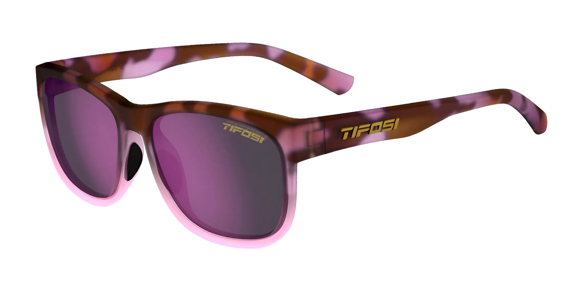 Tifosi Optics SWANK XL Sunglasses Pink Tortoise / Smoke Tint with Rose Mirror