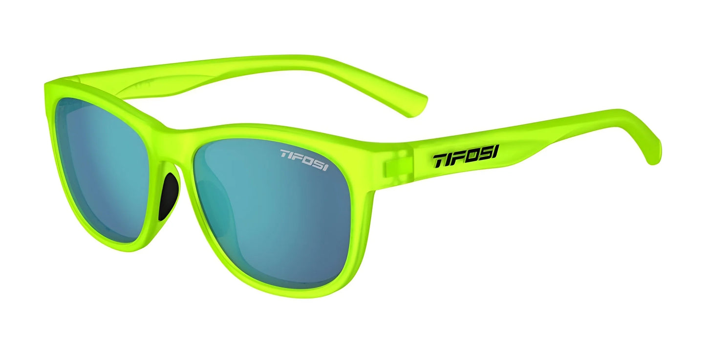 Tifosi Optics SWANK Sunglasses Satin Electric Green / Smoke Tint with Bright Blue Mirror