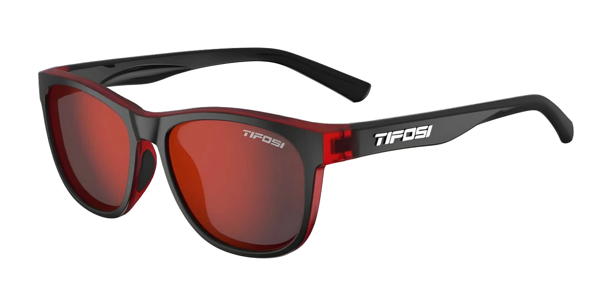 Tifosi Optics SWANK Sunglasses Crimson / Onyx / Smoke Tint with Red Mirror