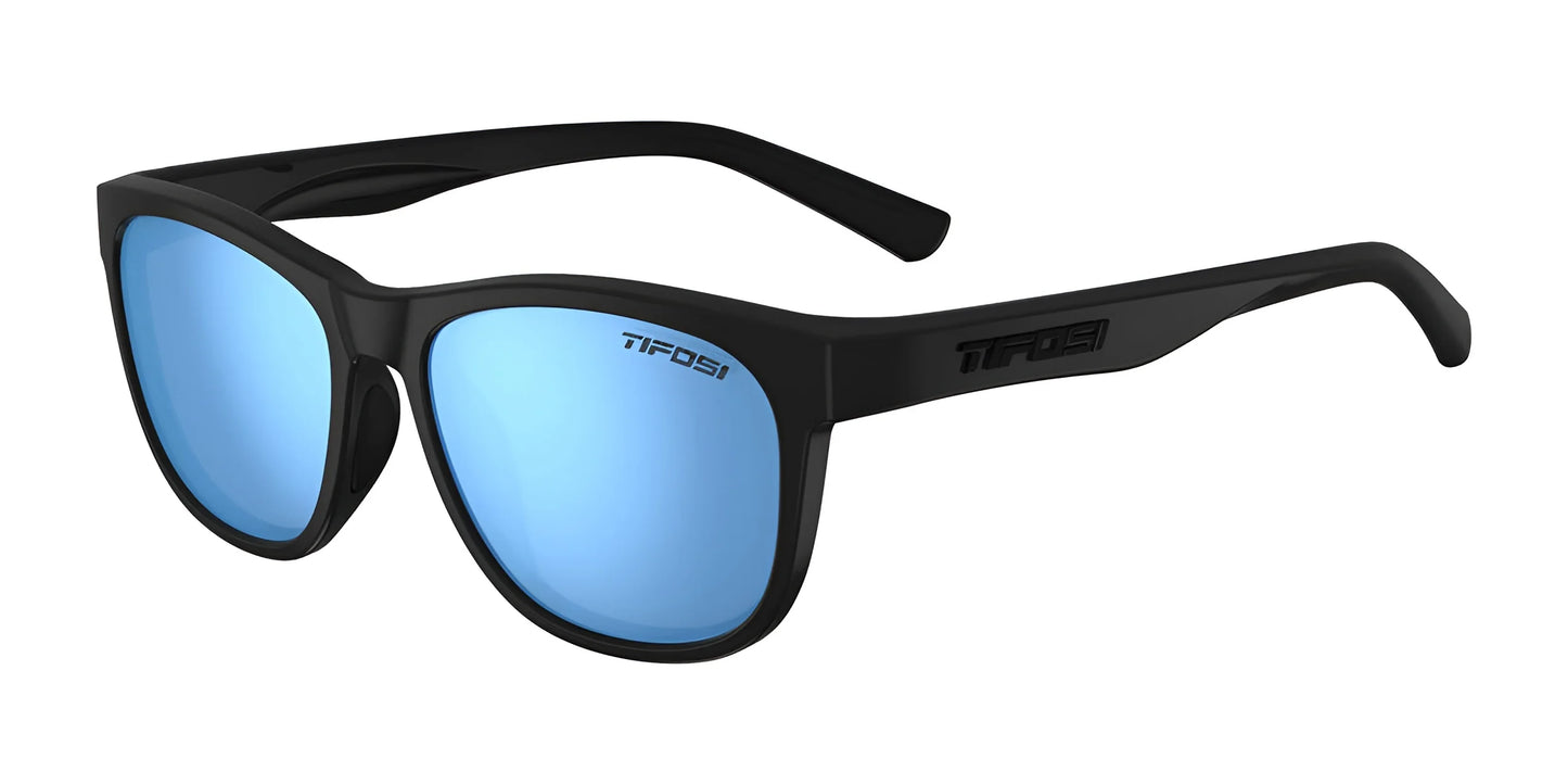 Tifosi Optics SWANK Sunglasses Blackout / Polarized Smoke Tint with Blue Mirror