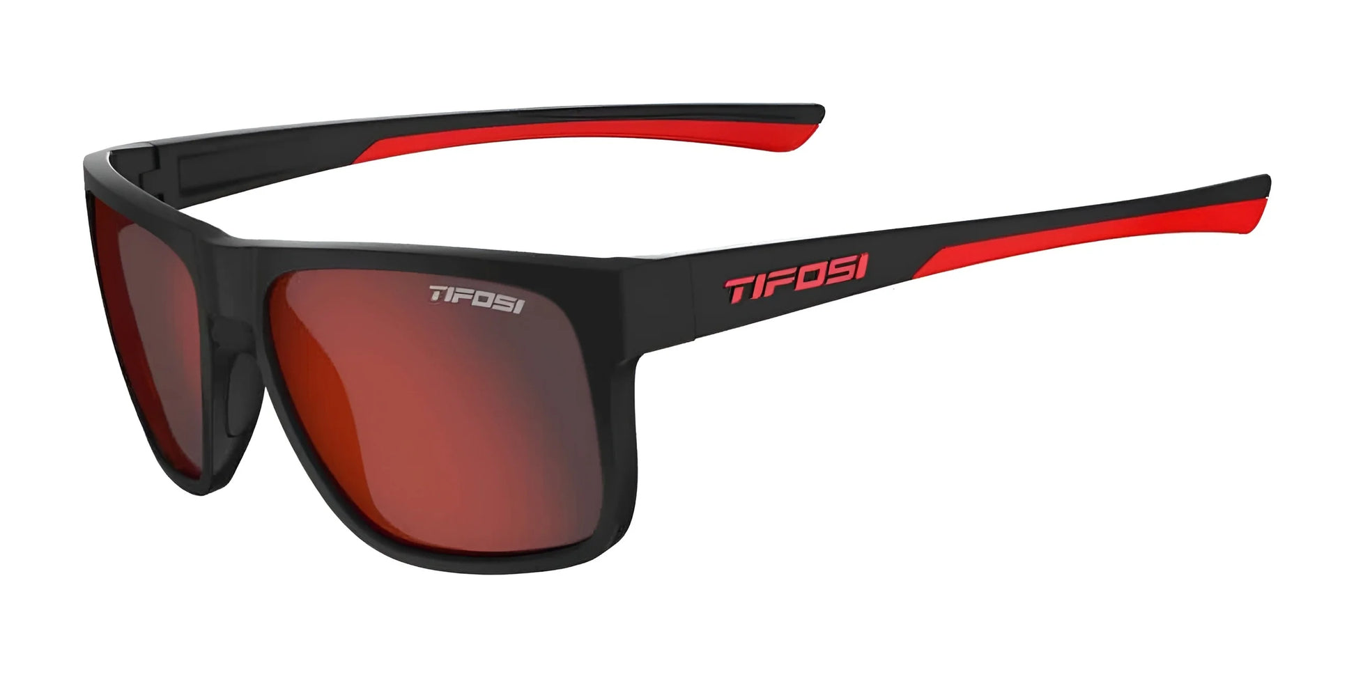 Tifosi Optics SWICK Sunglasses Satin Black / Crimson / Smoke Tint with Red Mirror
