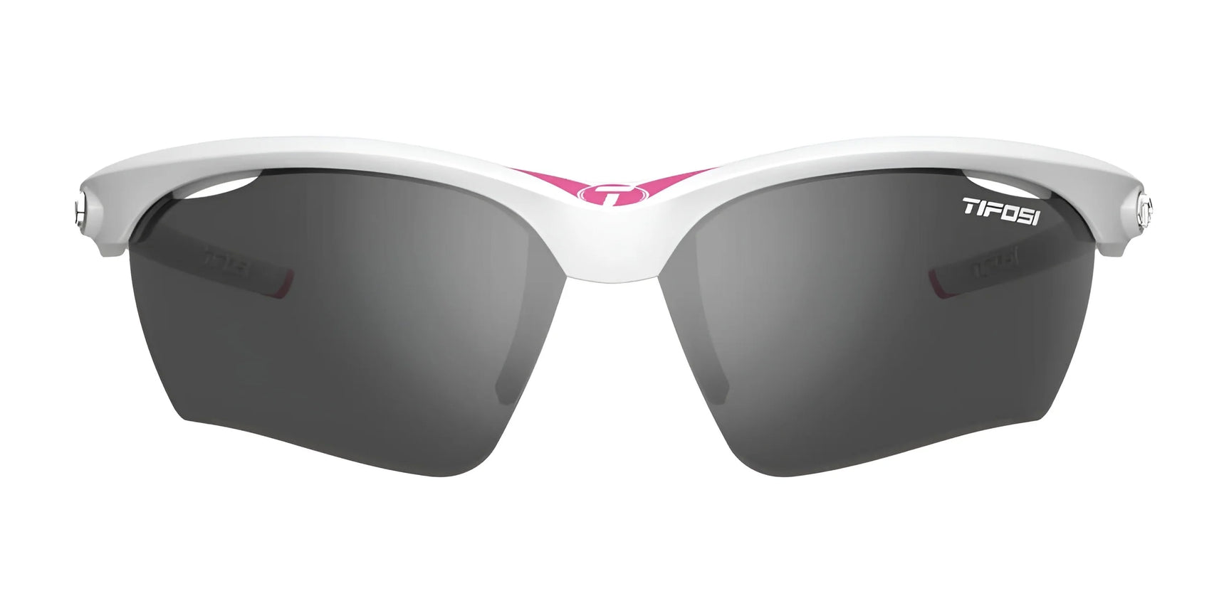 The Tifosi Optics VERO Sunglasses in size 64 feature a white frame with dark lenses, ideal for smaller faces and multi-sport activities.