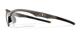 The Tifosi Optics VERO Sunglasses, Size 64, are ideal for multi-sport activities with brown and black frames designed for smaller faces. They feature clear lenses and a distinctive "T" logo on the side.