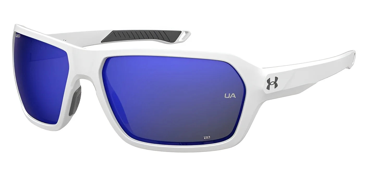 Under Armour RECON Sunglasses Mattwhite / Grey Blue Mirror Silver Polarized O