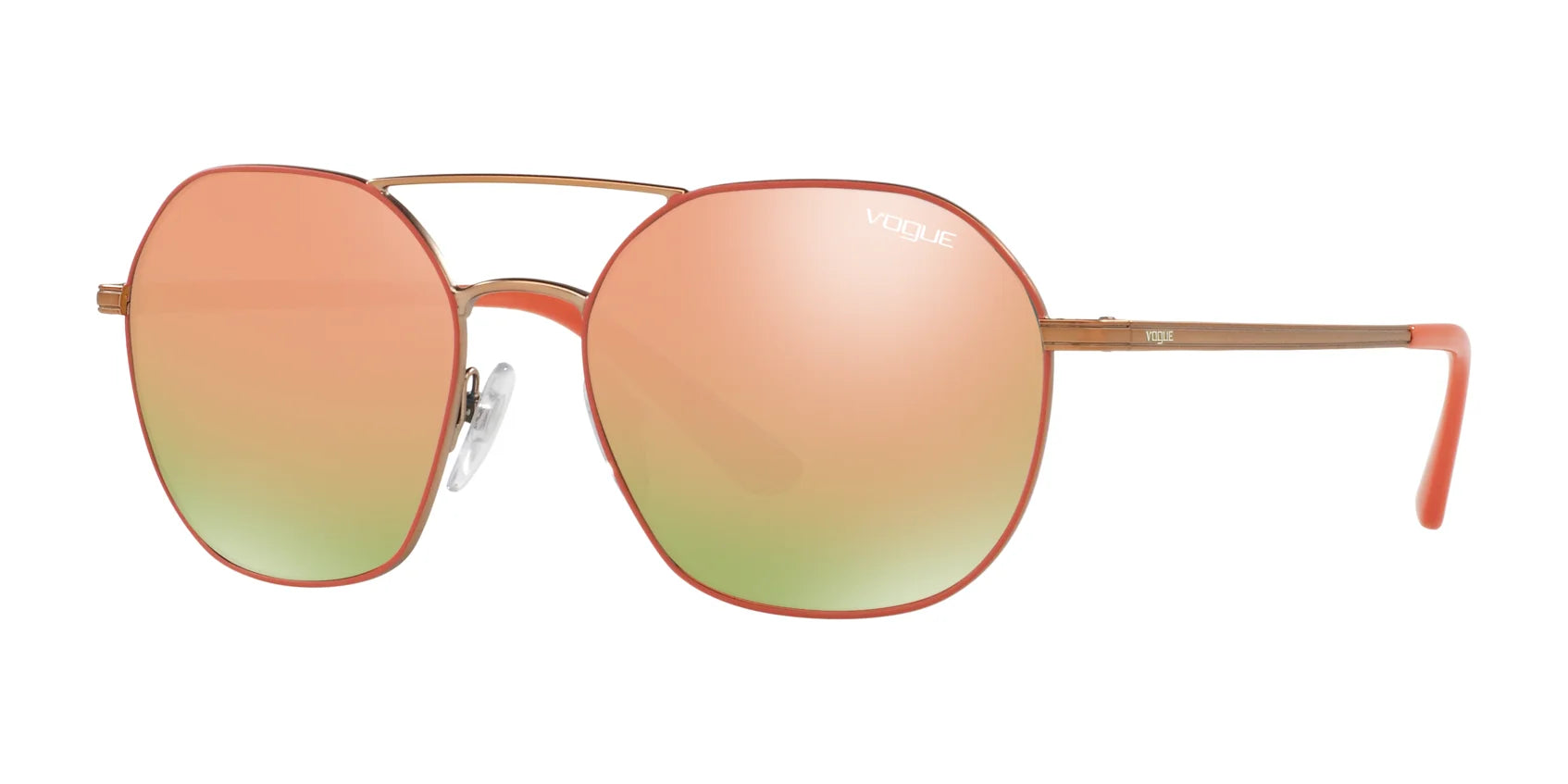 Vogue VO4022S Sunglasses Matte Coral / Pink Gold / Light Brown Mirror Dark Gold