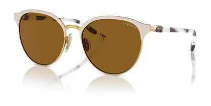 Vogue VO4303S Sunglasses Top Matte Beige / Gold / Dark Brown Polarized