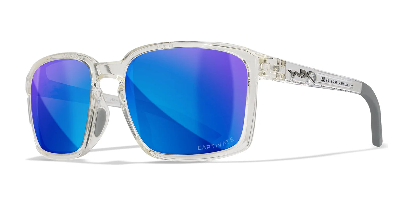 Wiley X ALFA Sunglasses Gloss Clear Crystal / CAPTIVATE™ Polarized Blue Mirror
