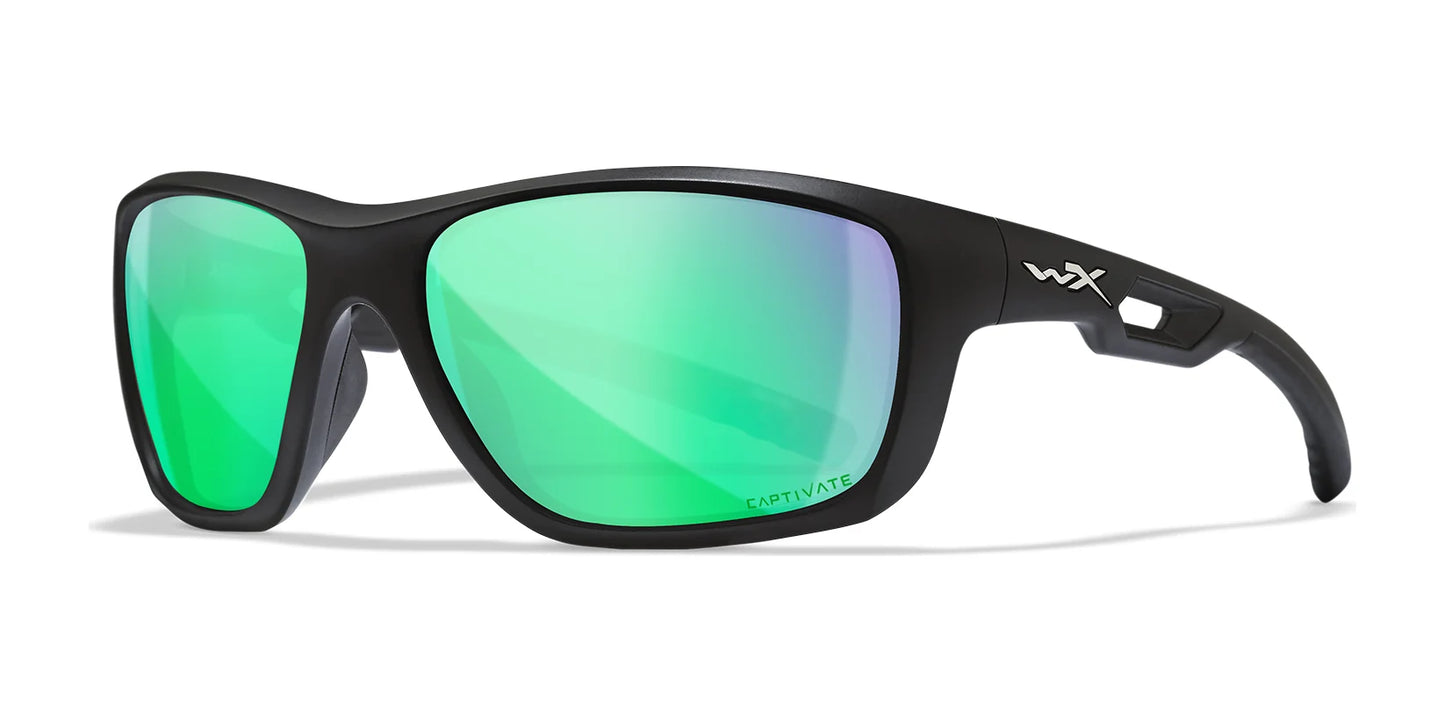 Wiley X ASPECT Sunglasses Matte Black / CAPTIVATE™ Polarized Green Mirror