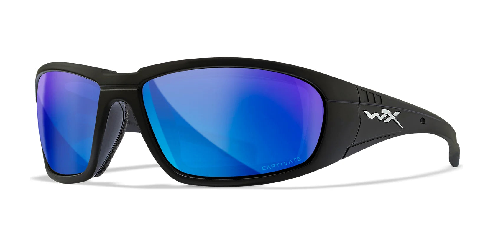 Wiley X BOSS Sunglasses Matte Black / CAPTIVATE™ Polarized Blue Mirror