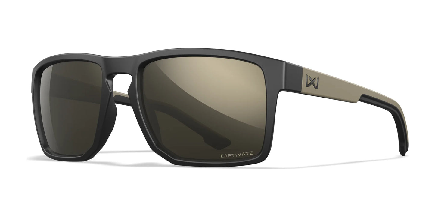 Wiley X FOUNDER Sunglasses Matte Black and Tan / CAPTIVATE™ Tungsten Mirror
