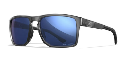 Wiley X FOUNDER Sunglasses Gloss Crystal Grey / CAPTIVATE™ Polarized Blue Mirror