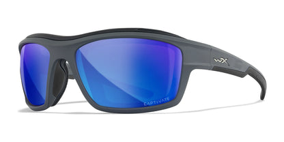 Wiley X OZONE Sunglasses Matte Grey / CAPTIVATE™ Polarized Blue Mirror