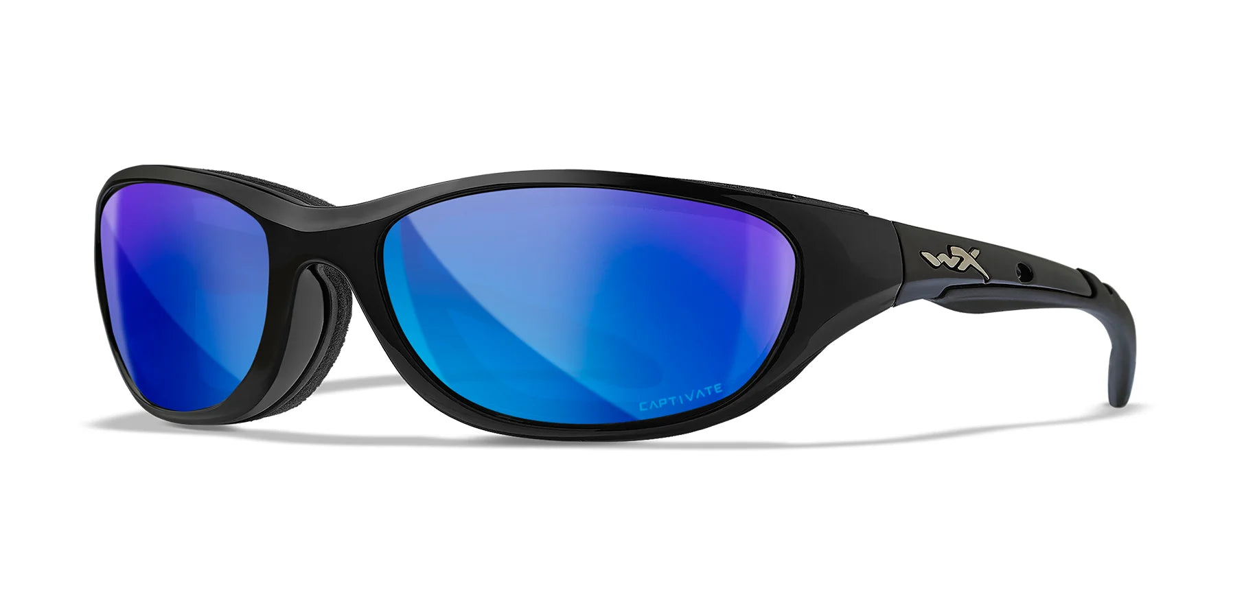 Wiley X AIRRAGE Sunglasses Gloss Black / CAPTIVATE™ Polarized Blue Mirror