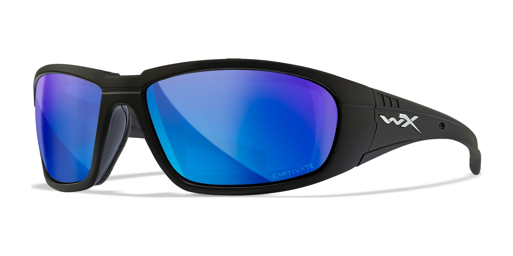 Wiley X BOSS Sunglasses Matte Black / CAPTIVATE™ Polarized Blue Mirror