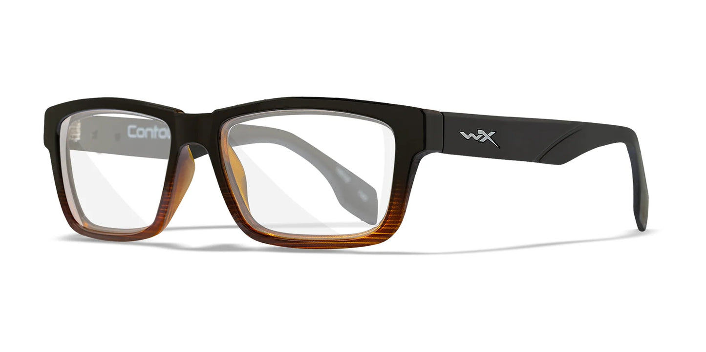 Wiley X CONTOUR Eyeglasses Gloss Black To Brown Stripe / Clear