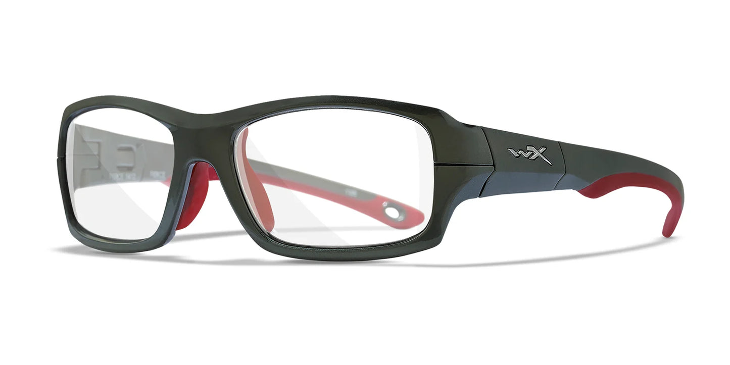 Wiley X FIERCE Eyeglasses Dark Silver and Red / Clear