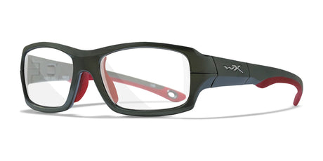 Wiley X FIERCE Eyeglasses Dark Silver and Red / Clear