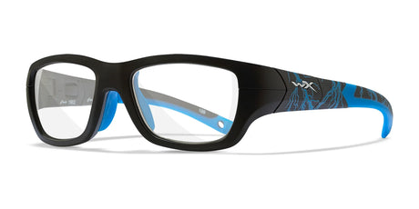 Wiley X FLASH Eyeglasses Matte Black and Lightning Electric Blue / Clear