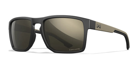 Wiley X FOUNDER Sunglasses Matte Black and Tan / CAPTIVATE™ Tungsten Mirror (Non-Polarized)