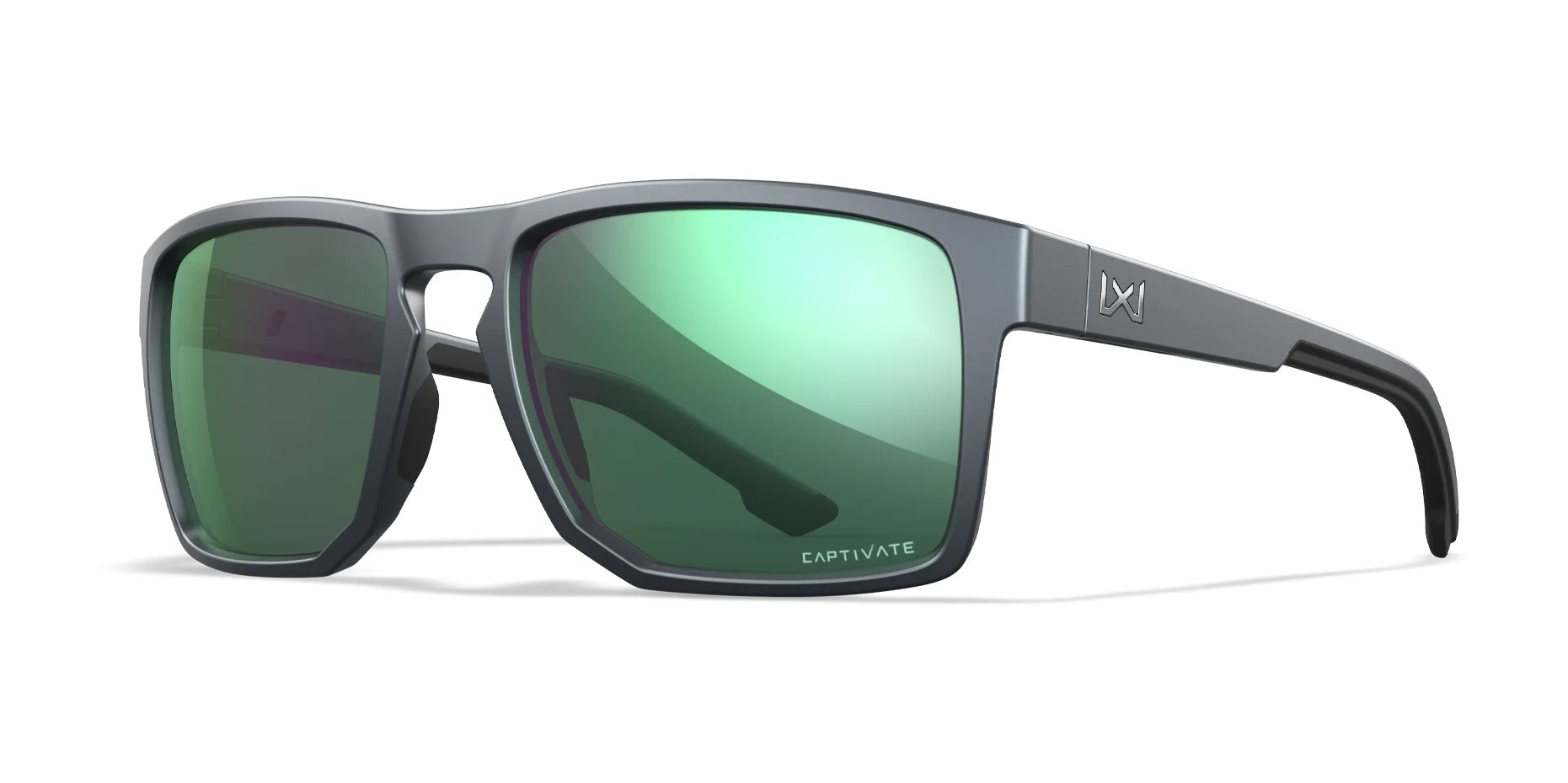 Wiley X FOUNDER Sunglasses Matte Graphite / CAPTIVATE™ Polarized Green Mirror