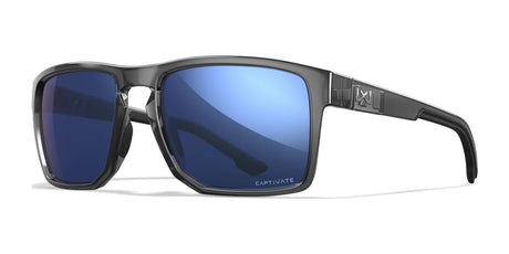 Wiley X FOUNDER Sunglasses Gloss Crystal Grey / CAPTIVATE™ Polarized Blue Mirror