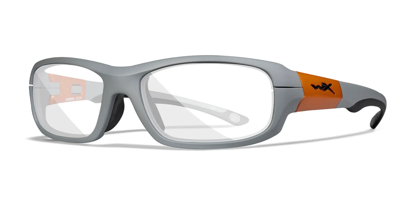 Wiley X GAMER Eyeglasses Matte Grey with Gloss Orange Frame / Clear