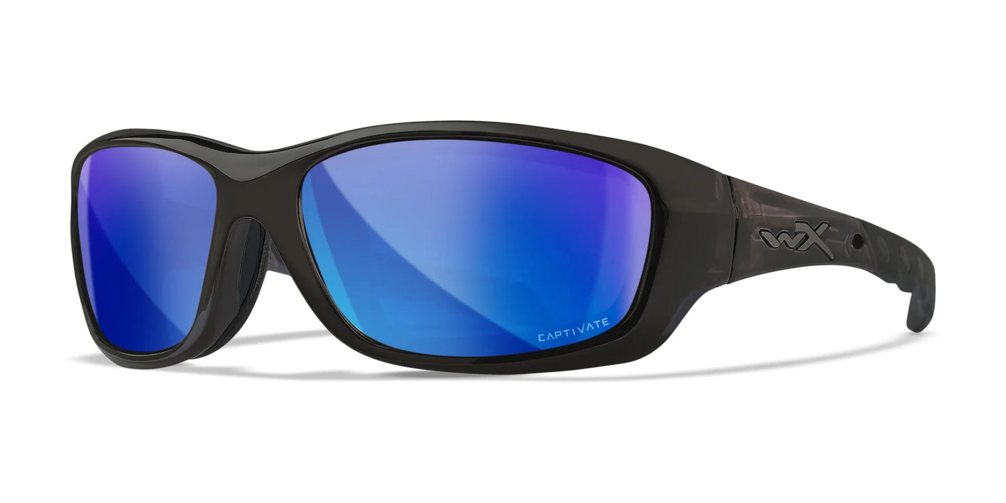 Wiley X GRAVITY Sunglasses Black Crystal / CAPTIVATE™ Polarized Blue Mirror