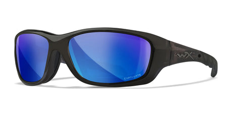 Wiley X GRAVITY Safety Glasses Black Crystal / CAPTIVATE™ Polarized Blue Mirror