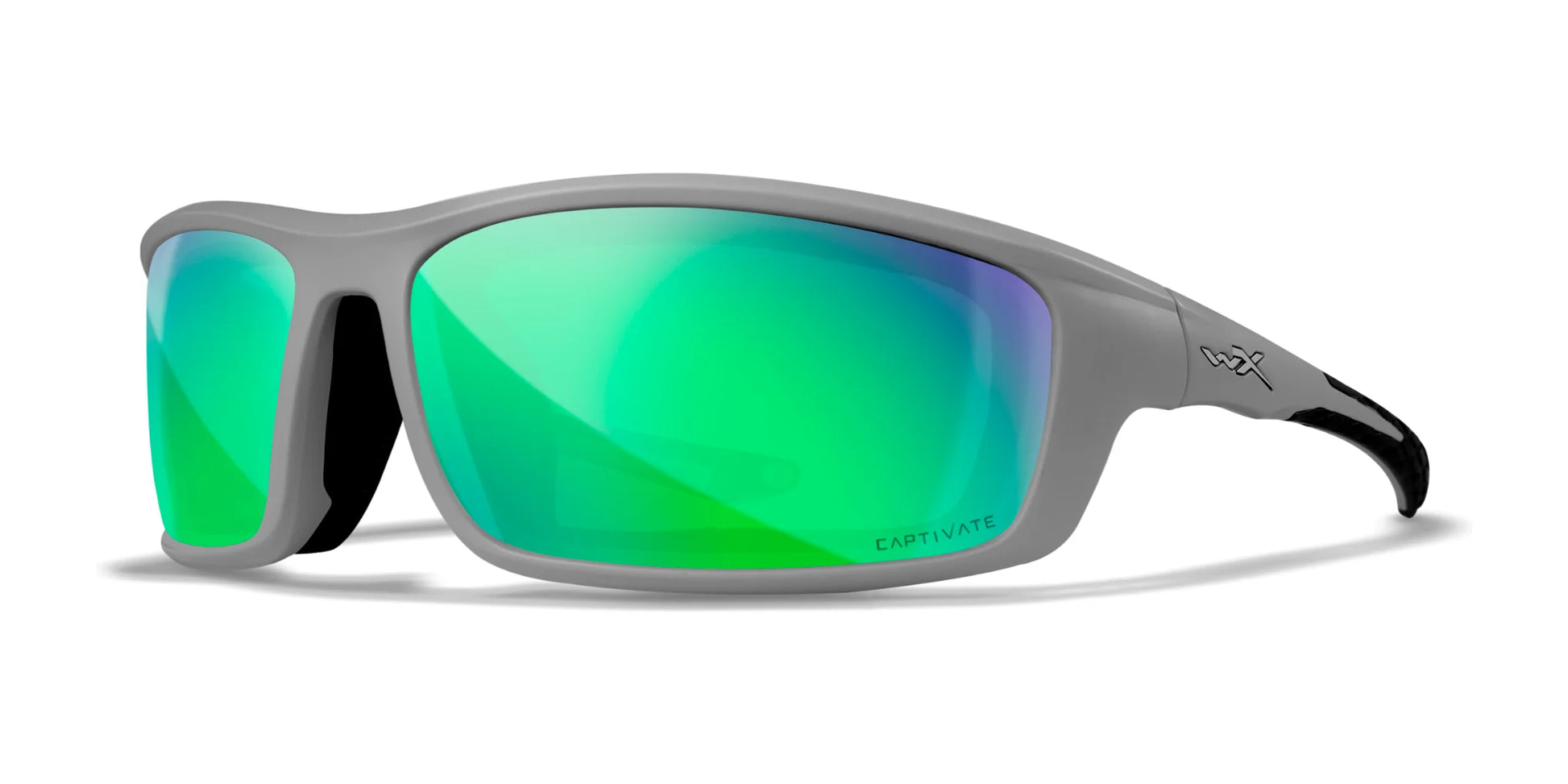 Wiley X GRID Sunglasses Matte Grey / CAPTIVATE™ Polarized Green Mirror