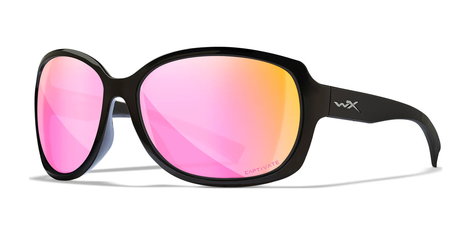 Wiley X MYSTIQUE Sunglasses Gloss Black / CAPTIVATE™ Polarized Rose Gold Mirror