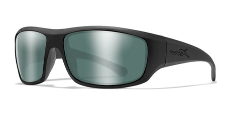 Wiley X OMEGA Safety Glasses Matte Black / Polarized Green Platinum Flash