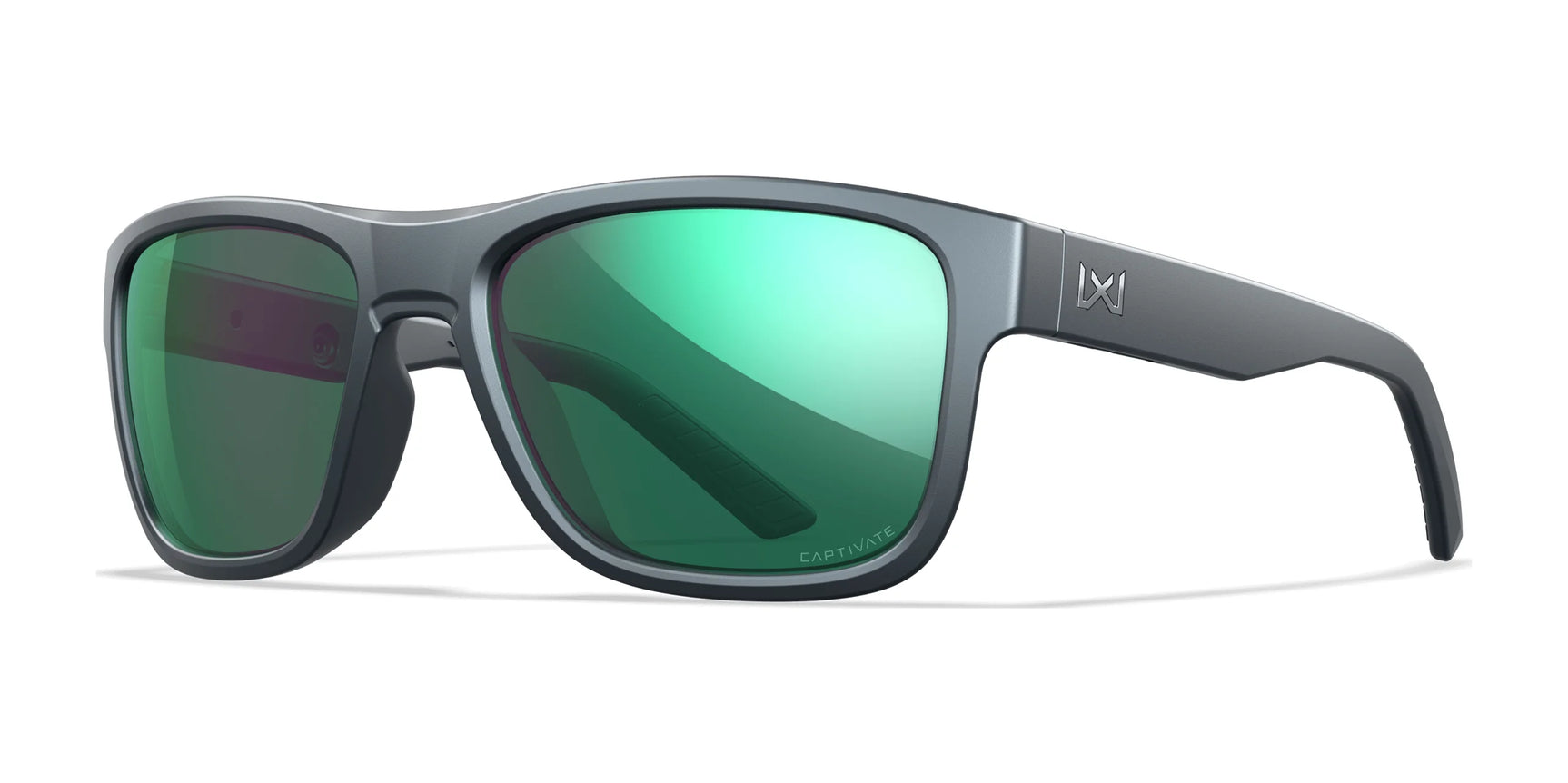 Wiley X OVATION Sunglasses Matte Graphite Grey / CAPTIVATE™ Polarized Green Mirror
