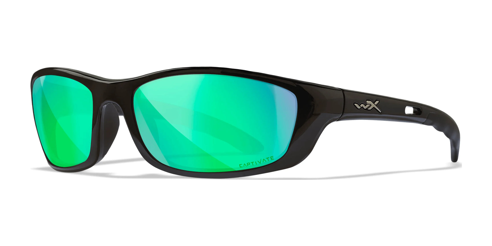Wiley X P-17 Safety Glasses Gloss Black / CAPTIVATE™ Polarized Green Mirror