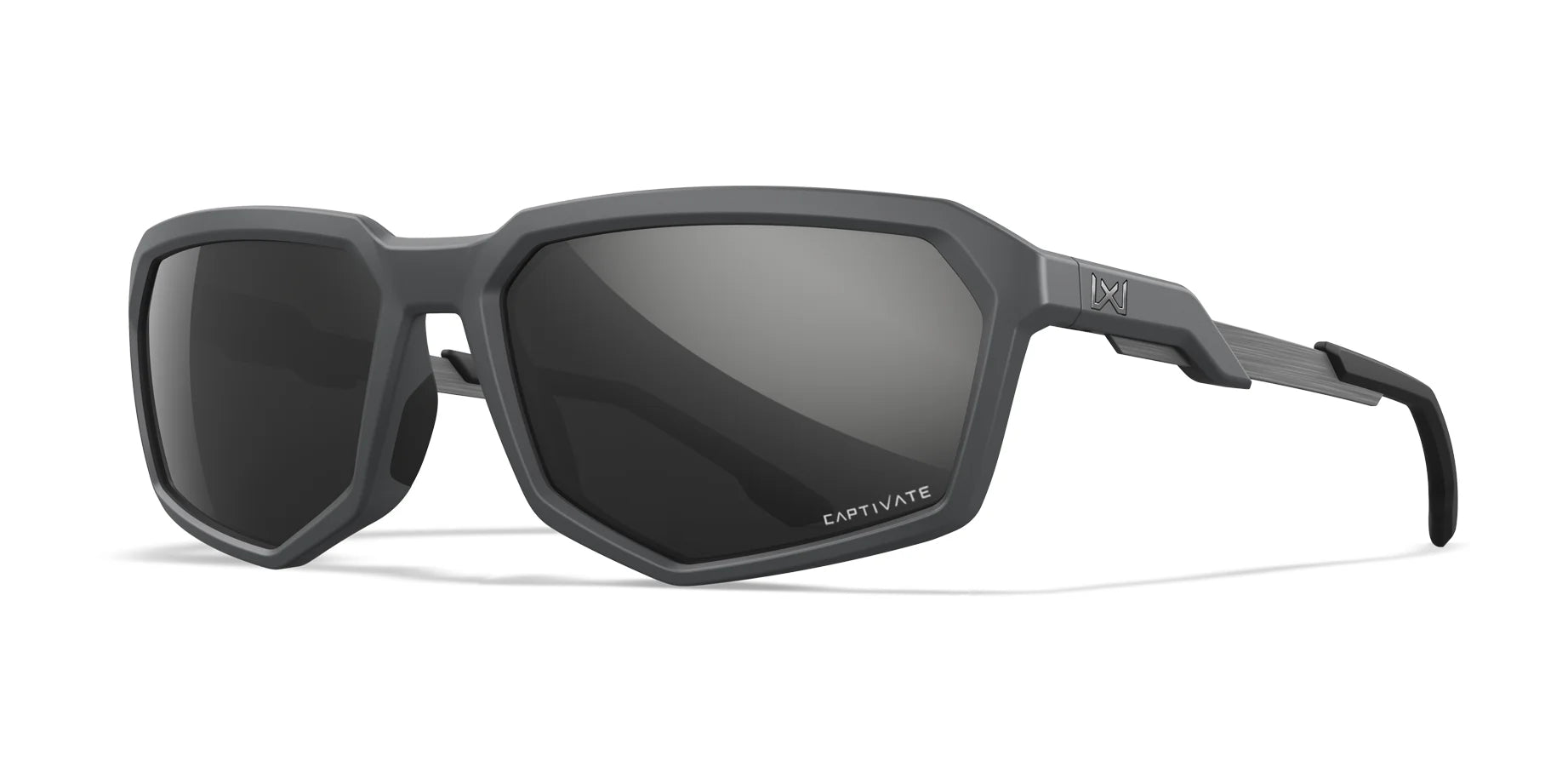 Wiley X RECON Sunglasses Matte Grey / CAPTIVATE™ Polarized Black Mirror