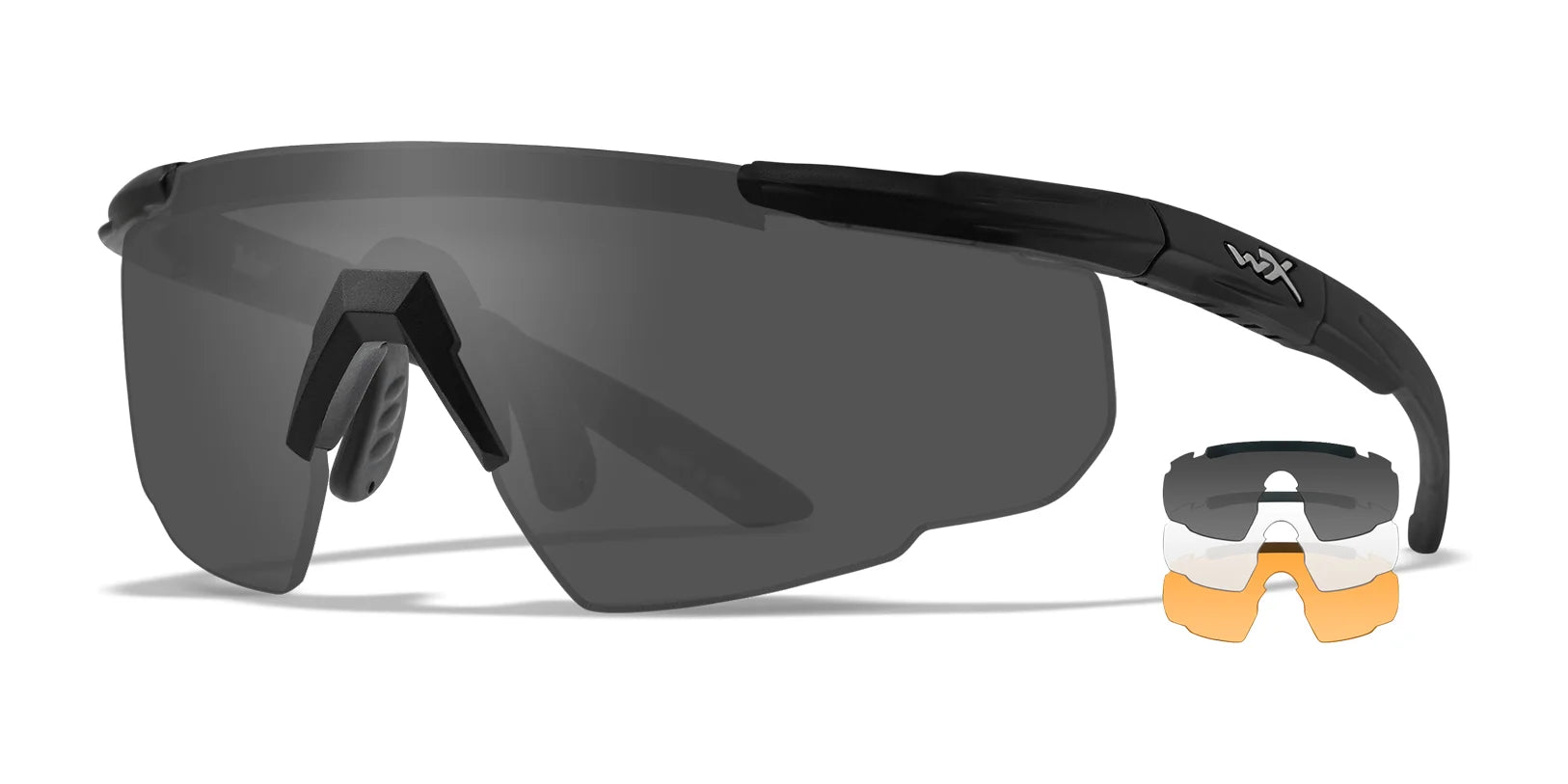 Wiley X SABER Sunglasses Matte Black / Clear, Smoke Grey, Light Rust