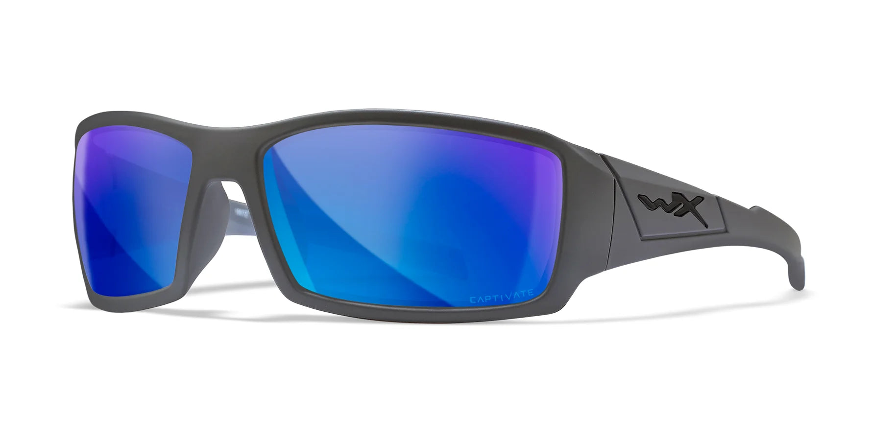 Wiley X TWISTED Sunglasses Matte Grey / CAPTIVATE™ Polarized Blue Mirror