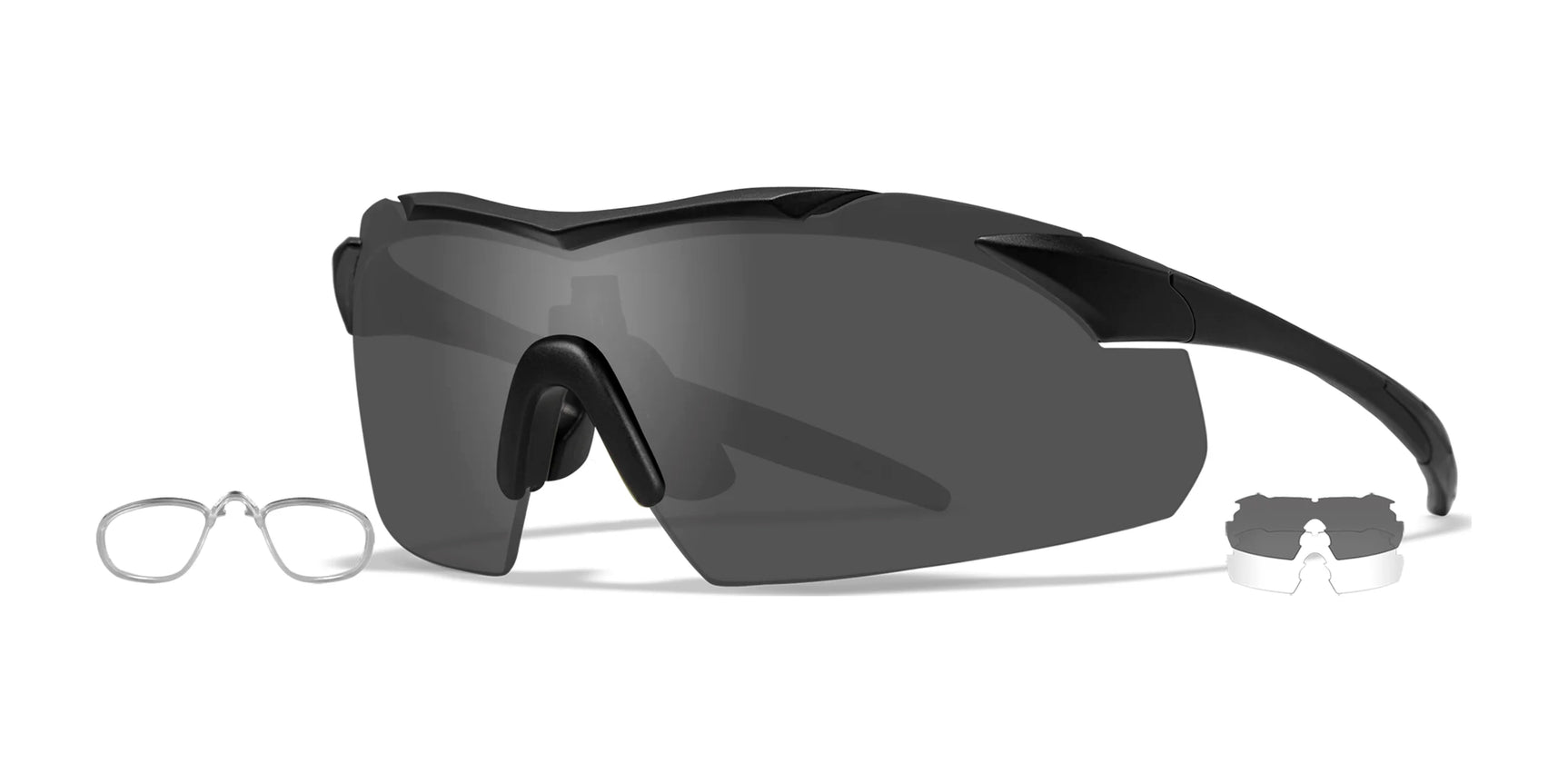 Wiley X VAPOR Safety Glasses Matte Black / 2 Lens Pack (Grey, Clear) w/ Rx Insert