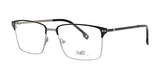 The Yeti BLINK Eyeglasses in size 55 boast a contemporary half-rim design with clear lenses and a stylish metal frame in black and silver.