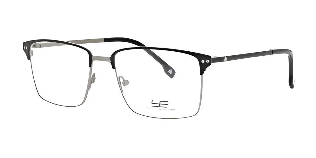 The Yeti BLINK Eyeglasses in size 55 boast a contemporary half-rim design with clear lenses and a stylish metal frame in black and silver.