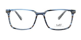 Rectangular Yeti DRIFT Eyeglasses in blue with a subtle stripe pattern on the frames, viewed from the front, ensuring optimal visual clarity.