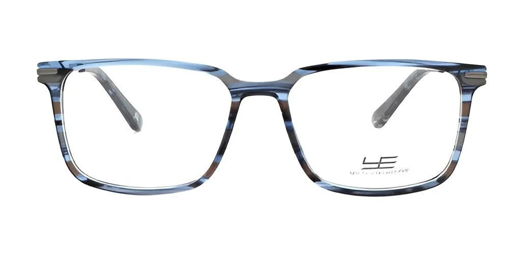 Rectangular Yeti DRIFT Eyeglasses in blue with a subtle stripe pattern on the frames, viewed from the front, ensuring optimal visual clarity.