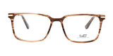 The Yeti DRIFT Eyeglasses in Size 54 boast brown rectangular frames paired with black temples, providing excellent visual clarity against a white background.