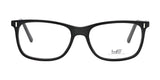 The Yeti FOSSILIZED Eyeglasses | Size 57 boast black rectangular frames with clear lenses, photographed from the front on a white background. Their distinctive fossilized design offers a bold addition to your style.