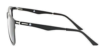 Side view of stylish black Yeti ICE CAVE Sunglasses in Size 52, featuring rectangular frames and slender arms, ideal for adventure enthusiasts.