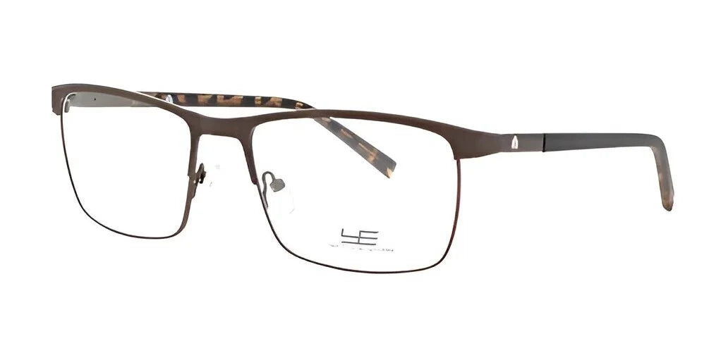 Experience the chic Yeti SNOWMAN Eyeglasses, boasting a sleek rectangular design with a thin metallic frame and tortoiseshell-patterned temples.