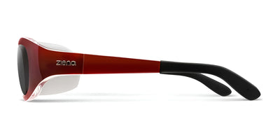 Ziena Verona Sunglasses | Size 58 in red and black, featuring the Ziena logo, displayed from a side view against a white background.
