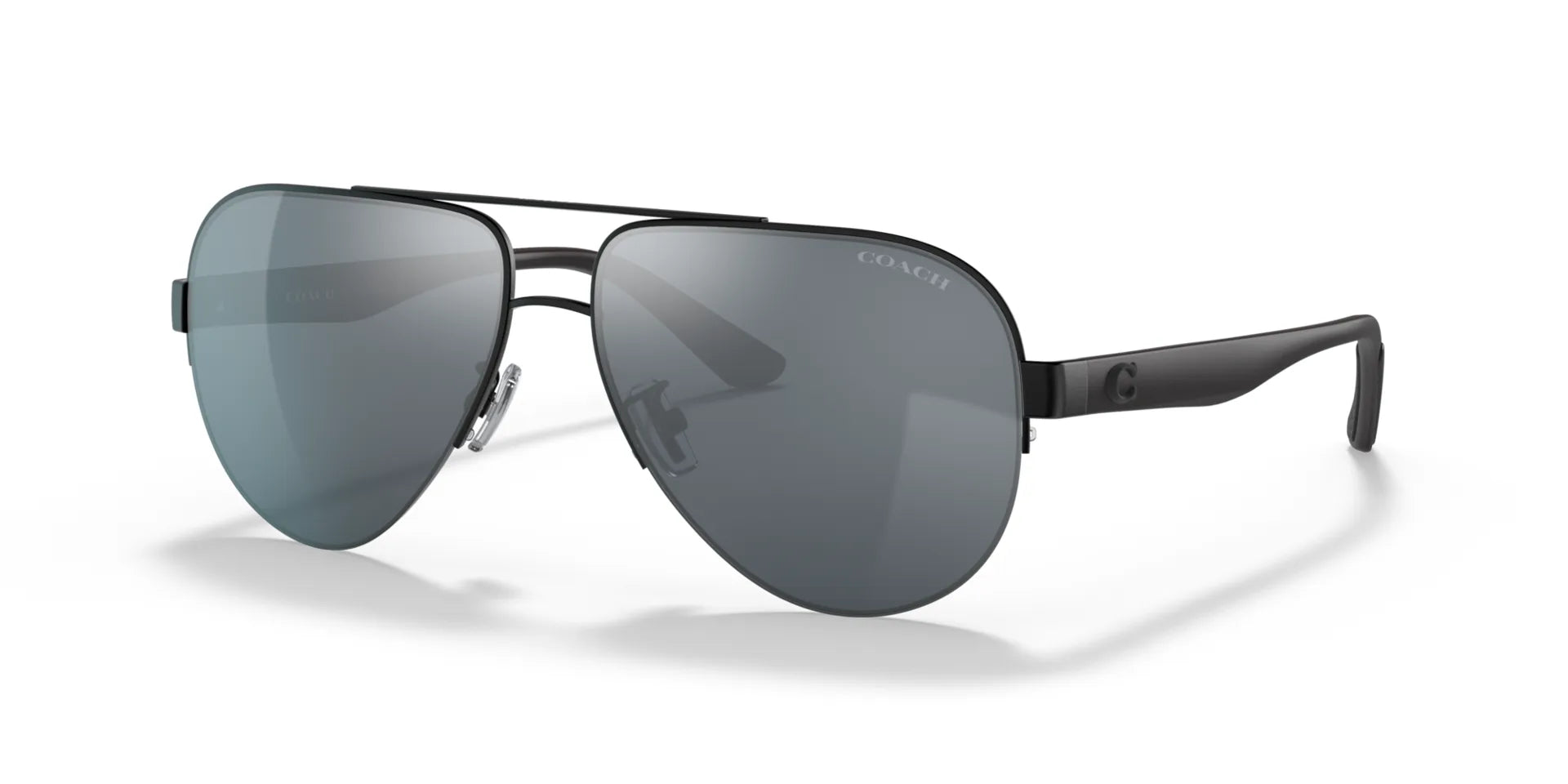 Coach C2098 HC7121 Sunglasses Matte Black / Grey Silver Flash