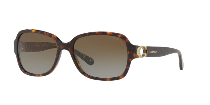 Coach L1031 HC8241 Sunglasses | Size 57 / Dark Tortoise №5507T5 / Brown Gradient Polarized (2P 19%)