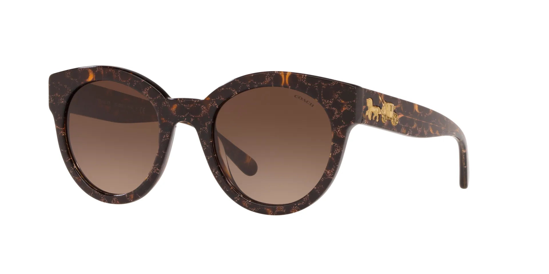 Coach L1084 HC8265 Sunglasses Tortoise Glitter Signature C / Dark Brown Gradient